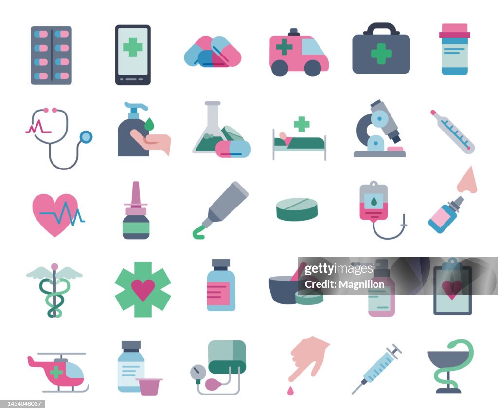 Medicine Flat Icons Set
