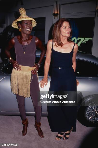 Grace Jones and Lois Chiles attend the Video Software Dealers Association Convention, held at the Dallas Convention Center in Dallas, Texas, United...