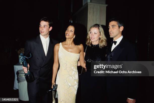 Noah Wyle, Gloria Reuben, Celine Balitran And George Clooney attend the 3rd Annual Screen Actors Guild Awards at the Shrine Exposition Center in Los...