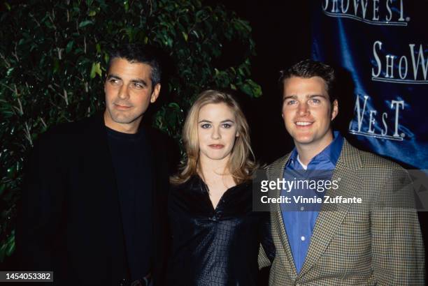 George Clooney, Alicia Silverstone and Chris O'Donnell attend the 1997 NATO/ShoWest Convention at MGM Grand Hotel & Casino in Las Vegas, Nevada,...