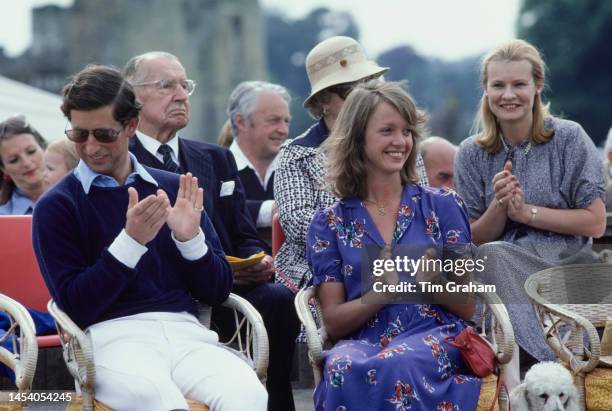 Prince Charles with Sabrina Guinness watching Polo at Cowdray Park Polo Club, Midhurst, Sussex, United Kingdom, 31st July 1979.