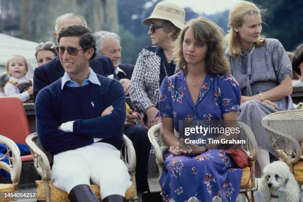 Prince Charles with Sabrina Guinness watching Polo at Cowdray Park Polo Club, Midhurst, Sussex, United Kingdom, 31st July 1979.