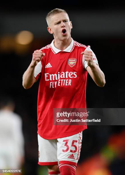 Oleksandr Zinchenko of Arsenal acknowledges the fans after the draw during the Premier League match between Arsenal FC and Newcastle United at...