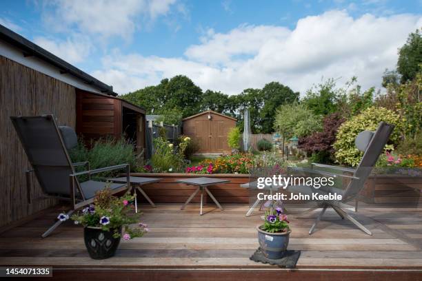 property garden exteriors - metal decking stock pictures, royalty-free photos & images