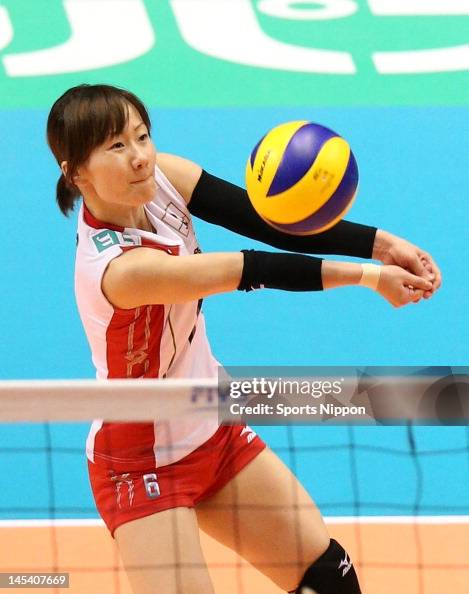 Yuko Sano of Japan receives the ball during the FIVB Women's World