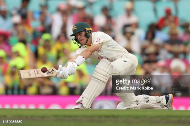 Marnus Labuschagne of Australia bats during day one of the Third Test match in the series between Australia and South Africa at Sydney Cricket Ground...