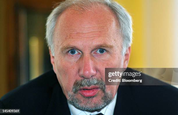 Ewald Nowotny, governor of Austria's central bank, the Oesterreichische Nationalbank, and European Central Bank governing council member, poses for a...