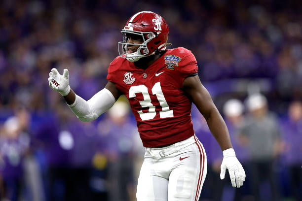 Will Anderson Jr. #31 of the Alabama Crimson Tide stands on the field during the Allstate Sugar Bowl against the Kansas State Wildcats