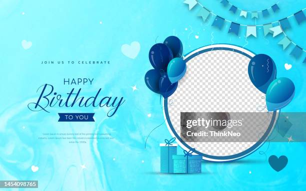 luftballons mit happy birthday hintergrund - happy birthday banner stock-grafiken, -clipart, -cartoons und -symbole