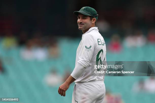 Dean Elgar of South Africa looks on during day one of the Third Test match in the series between Australia and South Africa at Sydney Cricket Ground...