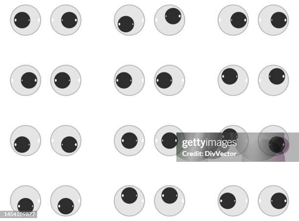 googly augen vektor set - wackelaugen stock-grafiken, -clipart, -cartoons und -symbole