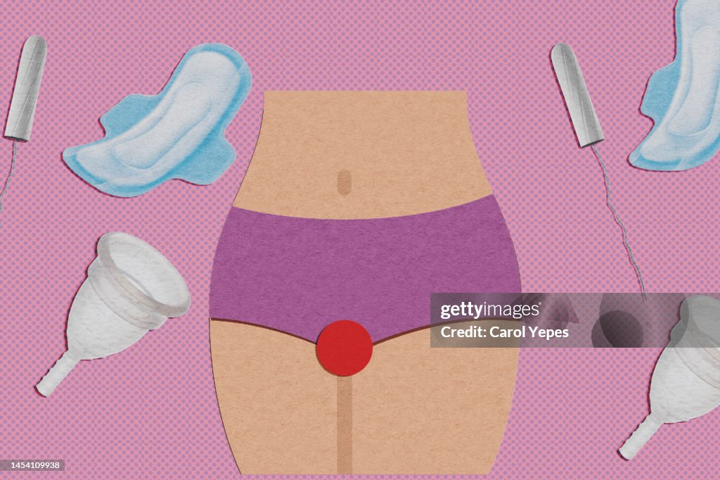Female with menstruation.Illustration