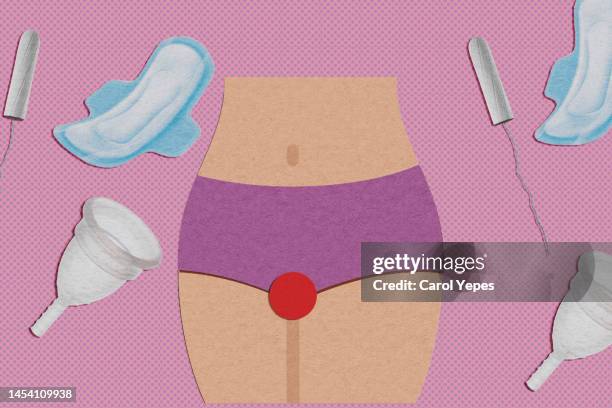 female with menstruation.illustration - period blood foto e immagini stock