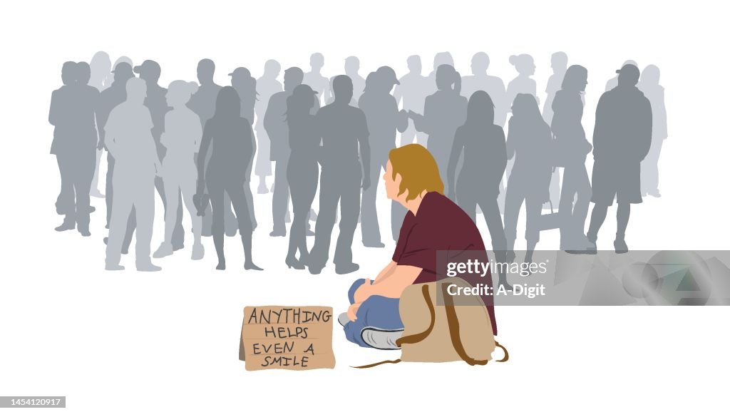 Homeless Rights Graphic Homeless Man In A Crowd High-Res Vector Graphic - Getty Images