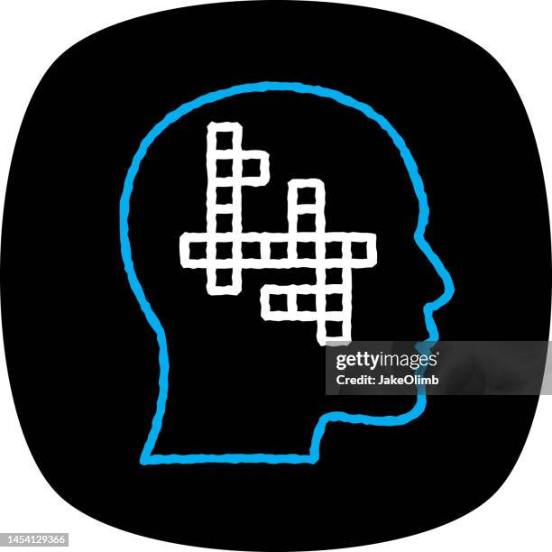 crossword puzzle head doodle 3 - crossword stock illustrations