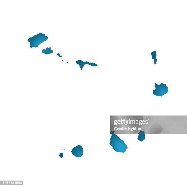 cape verde map - white paper cut out on blue background - cape verde stock illustrations