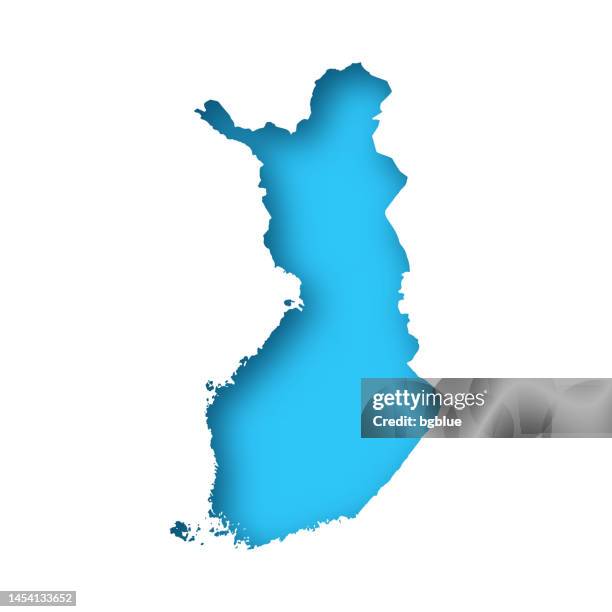 stockillustraties, clipart, cartoons en iconen met finland map - white paper cut out on blue background - helsinki