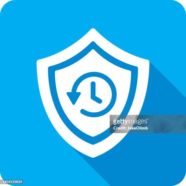 shield rewind time icon silhouette - time blocking stock illustrations