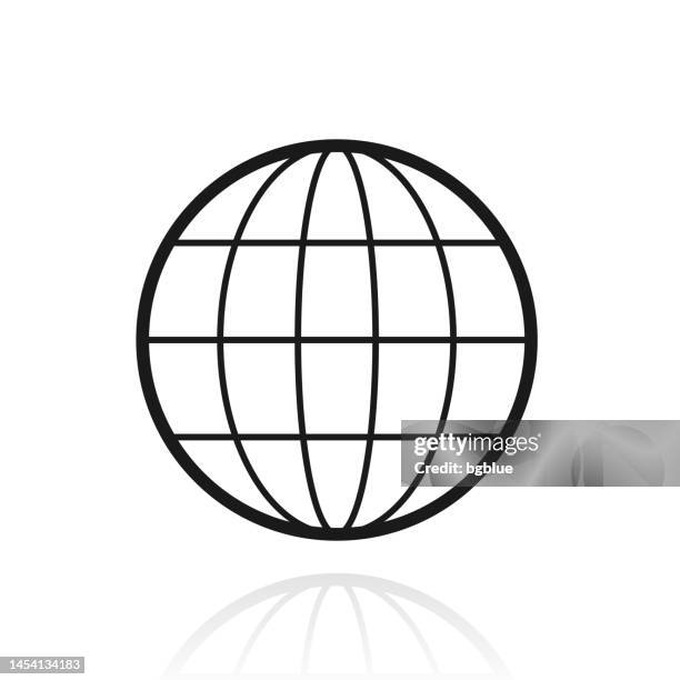world. icon with reflection on white background - the greenwich meridian stock illustrations