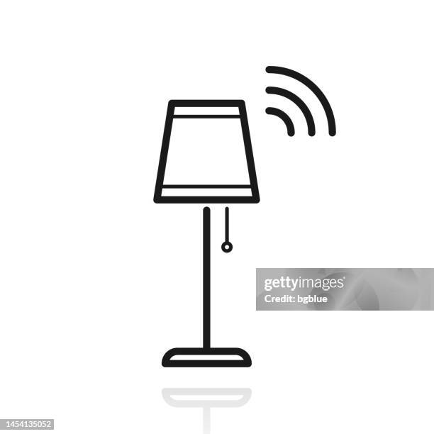 smart floor lamp. icon with reflection on white background - light switch vector stock illustrations