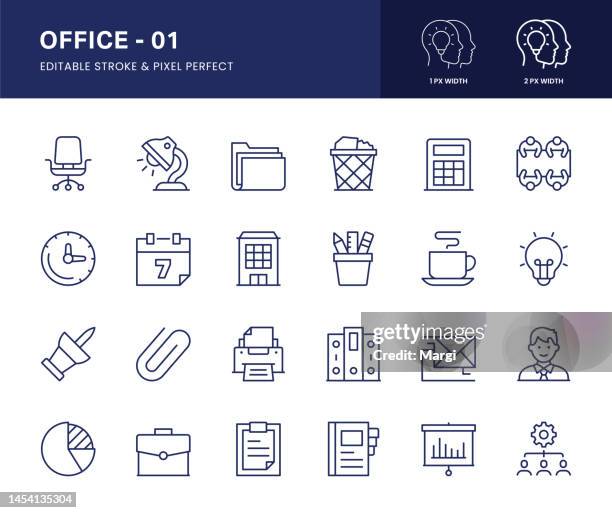 office-liniensymbole. - federmäppchen stock-grafiken, -clipart, -cartoons und -symbole