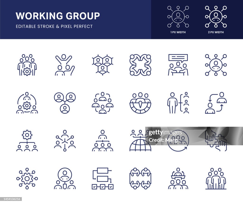 Icônes de ligne du groupe de travail.