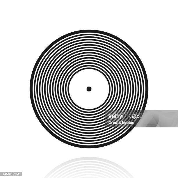 ilustrações, clipart, desenhos animados e ícones de disco de vinil. ícone com reflexo no fundo branco - disco áudio analógico
