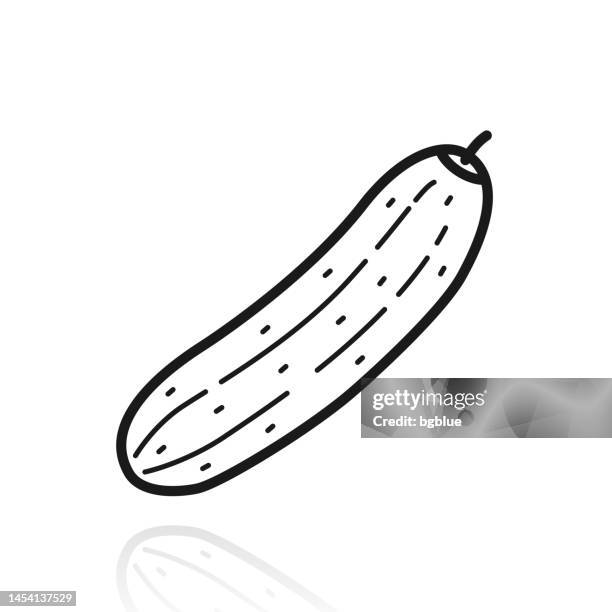 cucumber. icon with reflection on white background - courgette stock illustrations