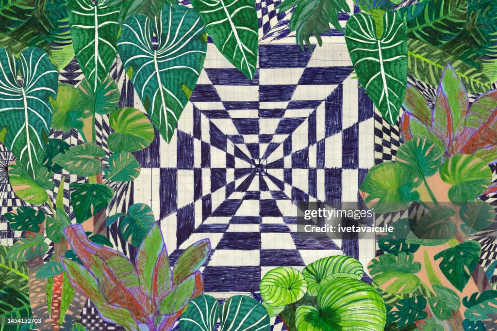 Exotic plants on a geometric pattern