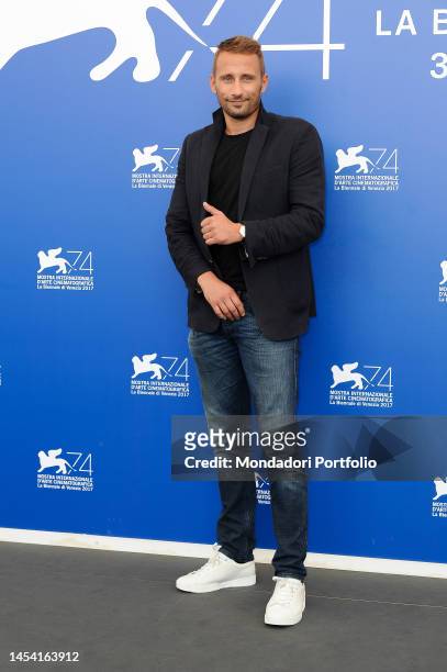 Belgian actor Matthias Schoenaerts during the photocall of the film Le Fidèle at the 74th edition of the film festival. Venice September 8th, 2017.