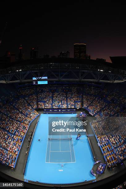 General view of play in the Men's singles finals match between Borna Gojo of Croatia and Stefanos Sakellaridis of Greece during day seven of the 2023...