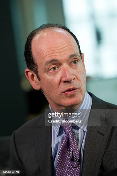 Enrique Salem, chief executive officer of Symantec Corp., speaks during a Bloomberg West television interview in San Francisco, California, U.S., on...