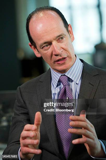 Enrique Salem, chief executive officer of Symantec Corp., speaks during a Bloomberg West television interview in San Francisco, California, U.S., on...