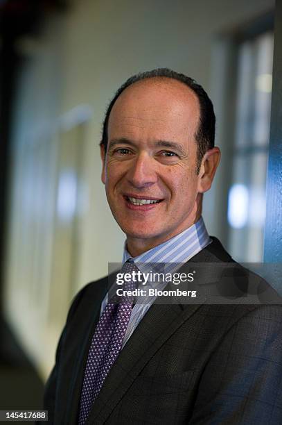 Enrique Salem, chief executive officer of Symantec Corp., stands for a photograph prior to a Bloomberg West television interview in San Francisco,...