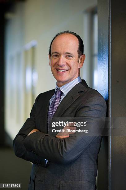 Enrique Salem, chief executive officer of Symantec Corp., stands for a photograph prior to a Bloomberg West television interview in San Francisco,...