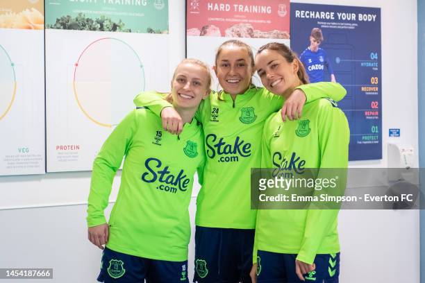 Everton Women's players arrive at the training ground following the winter break at Finch Farm on January 04, 2023 in Halewood, England.
