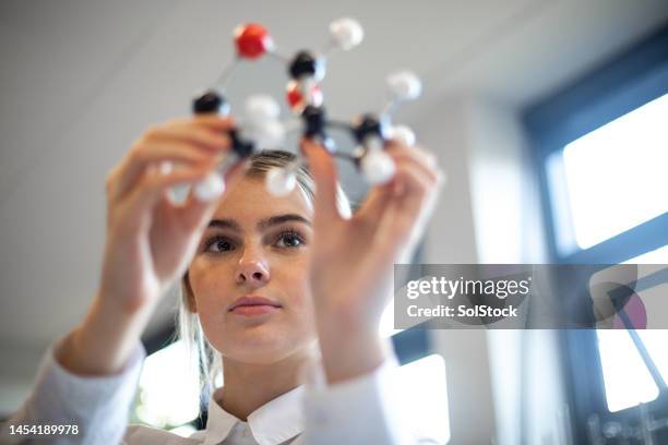 se concentrer en leçon à l’école - expérience scientifique scolaire photos et images de collection