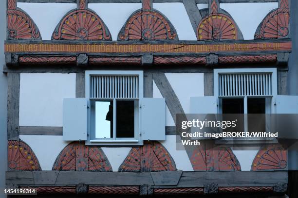 stockillustraties, clipart, cartoons en iconen met ornate facade, half-timbered house, old town, warburg, north rhine-westphalia, germany - castelo