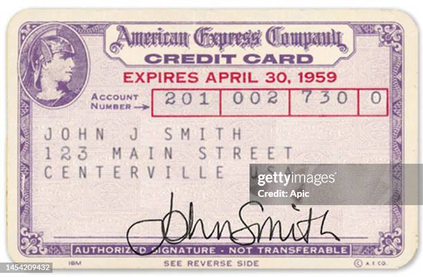 American Express credit card, 1959. Consumer credits cards, introduced in the 50's, became common in the 60's.