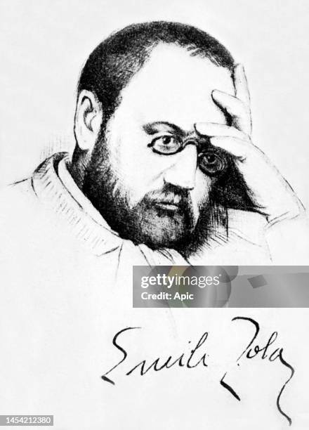 Emile Zola french writer, drawing by Marcellin Desboutin, 1878.