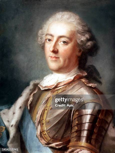 French king Louis XV king in 1715-1774 pastel by Gustav, c; 1740.