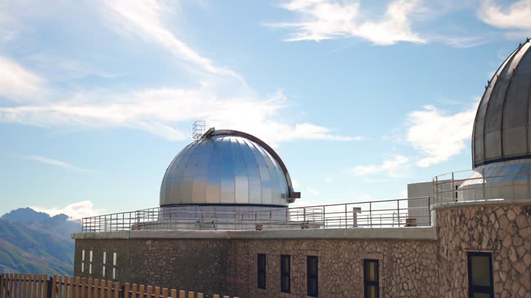 Observatory Lab Scientific observatory building with metal domes for outer space ...