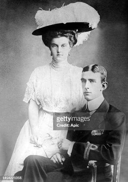 Prince Wilhelm of Sweden and his wife grand duchess Maria Pavlovna of Russia circa 1910.