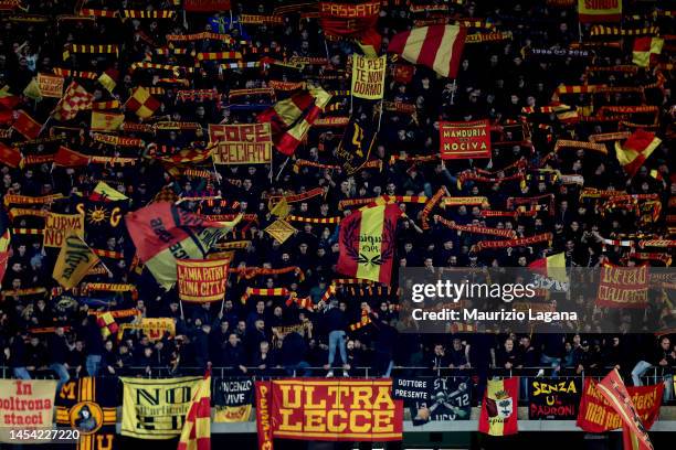 Supporters of Lecce during the Serie A match between US Lecce and SS Lazio at Stadio Via del Mare on January 04, 2023 in Lecce, Italy.