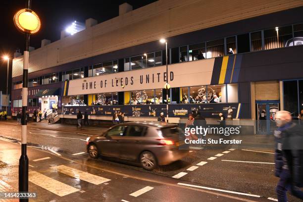 General view outside the stadium prior to the Premier League match between Leeds United and West Ham United at Elland Road on January 04, 2023 in...