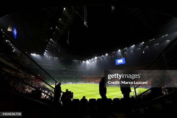 General view inside the stadium prior to the Serie A match between FC Internazionale and SSC Napoli at Stadio Giuseppe Meazza on January 04, 2023 in...