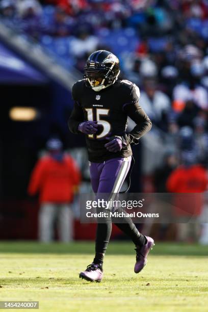 DeSean Jackson of the Baltimore Ravens runs during an NFL football game between the Baltimore Ravens and the Atlanta Falcons at M&T Bank Stadium on...