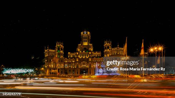 alcala street boulevard with christmas illumination. madrid. spain. europe - street style in madrid stock pictures, royalty-free photos & images