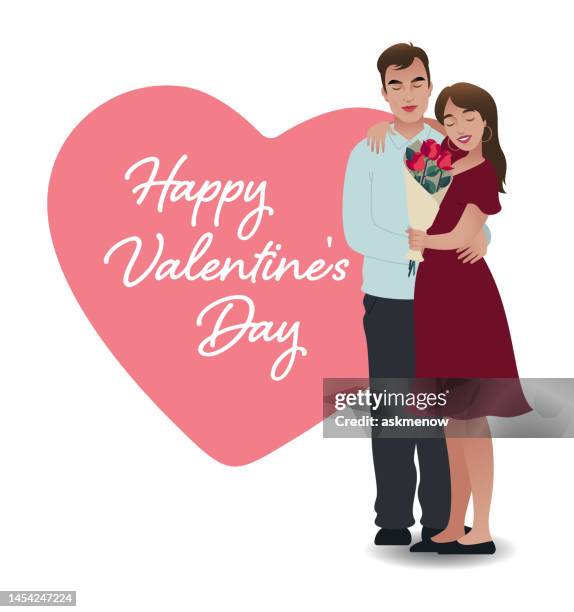 valentine's card - young couple date night stock illustrations