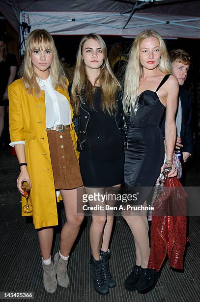Suki Waterhouse, Cara Delevingne and Clara Paget attend Tunnel of Love in aid of The British Heart Foundation at Proud Camden on May 29, 2012 in...